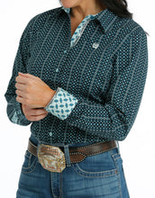 Load image into Gallery viewer, Cinch Women's Long Sleeve Geo Print Button Down Shirt - Blue