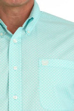 Load image into Gallery viewer, Men's Geometric Print Button-Down Western Shirt - Turquoise