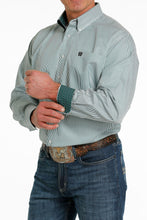 Load image into Gallery viewer, MEN'S STRIPE TENCEL™ BUTTON-DOWN WESTERN SHIRT - TEAL / WHITE