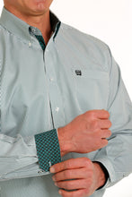 Load image into Gallery viewer, MEN'S STRIPE TENCEL™ BUTTON-DOWN WESTERN SHIRT - TEAL / WHITE