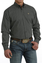 Load image into Gallery viewer, MEN'S GEOMETRIC PRINT BUTTON-DOWN WESTERN SHIRT - BLACK / KHAKI