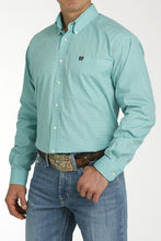 Load image into Gallery viewer, MEN'S GEOMETRIC PRINT BUTTON-DOWN WESTERN SHIRT - TURQUOISE
