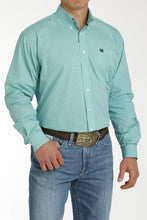 Load image into Gallery viewer, MEN'S GEOMETRIC PRINT BUTTON-DOWN WESTERN SHIRT - TURQUOISE