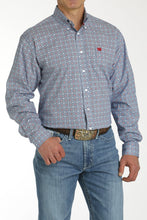 Load image into Gallery viewer, Men's Medallion Print Button-Down Western Shirt - Blue/White