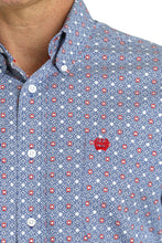 Load image into Gallery viewer, Men's Medallion Print Button-Down Western Shirt - Blue/White