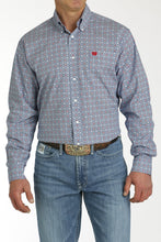 Load image into Gallery viewer, Men's Medallion Print Button-Down Western Shirt - Blue/White