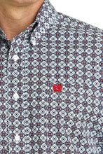 Load image into Gallery viewer, Men's Medallion Print Button-Down Western Shirt - Blue/Red