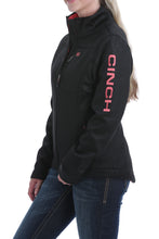Load image into Gallery viewer, WOMEN'S CONCEALED CARRY EMBOSSED BONDED JACKET - BLACK/CORAL