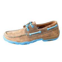 Load image into Gallery viewer, Women's Twisted X Boat Shoe Driving Moc - Bomber & Neon Blue