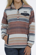 Load image into Gallery viewer, WOMEN'S BLANKET STRIPE POLAR FLEECE PULLOVER - LIGHT BLUE