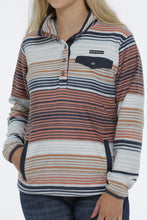 Load image into Gallery viewer, WOMEN'S BLANKET STRIPE POLAR FLEECE PULLOVER - LIGHT BLUE