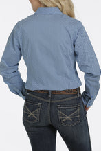 Load image into Gallery viewer, WOMEN'S STRETCH BUTTON-DOWN SHIRT WESTERN SHIRT - BLUE/WHITE