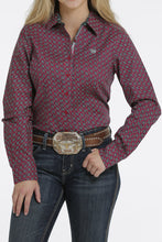 Load image into Gallery viewer, WOMEN'S BUTTON-DOWN WESTERN SHIRT - PINK/BLACK/WHITE