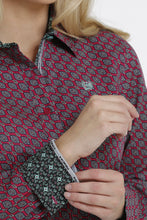 Load image into Gallery viewer, WOMEN'S BUTTON-DOWN WESTERN SHIRT - PINK/BLACK/WHITE