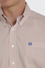Load image into Gallery viewer, MEN'S MEDALLION PRINT BUTTON-DOWN WESTERN SHIRT - WHITE/BLUE/ORANGE