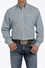Load image into Gallery viewer, MEN'S GEOMETRIC PRINT BUTTON-DOWN WESTERN SHIRT - TEAL/WHITE
