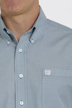 Load image into Gallery viewer, MEN'S GEOMETRIC PRINT BUTTON-DOWN WESTERN SHIRT - TEAL/WHITE
