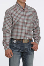 Load image into Gallery viewer, MEN'S PLAID BUTTON-DOWN WESTERN SHIRT - BURGUNDY / AQUA / BROWN