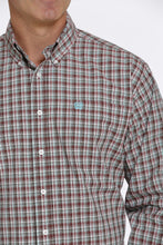 Load image into Gallery viewer, MEN'S PLAID BUTTON-DOWN WESTERN SHIRT - BURGUNDY / AQUA / BROWN