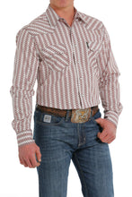 Load image into Gallery viewer, MEN'S MODERN FIT BUTTON-DOWN WESTERN SHIRT - WHITE / BURGUNDY