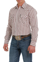 Load image into Gallery viewer, MEN'S MODERN FIT BUTTON-DOWN WESTERN SHIRT - WHITE / BURGUNDY
