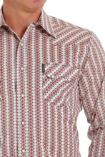 Load image into Gallery viewer, MEN'S MODERN FIT BUTTON-DOWN WESTERN SHIRT - WHITE / BURGUNDY