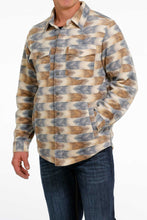 Load image into Gallery viewer, MEN'S AZTEC PRINTED POLAR FLEECE SHIRT JACKET - CREAM