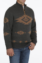 Load image into Gallery viewer, MEN'S 1/4 ZIP PULLOVER SWEATER- CHARCOAL/BROWN