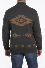 Load image into Gallery viewer, MEN'S 1/4 ZIP PULLOVER SWEATER- CHARCOAL/BROWN