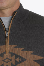 Load image into Gallery viewer, MEN'S 1/4 ZIP PULLOVER SWEATER- CHARCOAL/BROWN