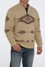 Load image into Gallery viewer, MEN'S 1/4 ZIP AZTEC PRINT PULLOVER SWEATER - KHAKI