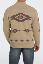 Load image into Gallery viewer, MEN'S 1/4 ZIP AZTEC PRINT PULLOVER SWEATER - KHAKI