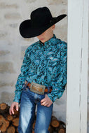 CINCH BOYS L/S PRINT PAISLEY BLK