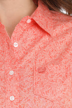 Load image into Gallery viewer, Women&#39;s Floral Print Button-Down Western Shirt - Coral

