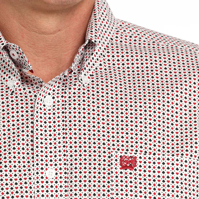 Cinch Men's White Print Button Down Shirt