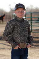 CINCH BLACK GEOMETRIC PRINT - KIDS BOYS SHIRT -