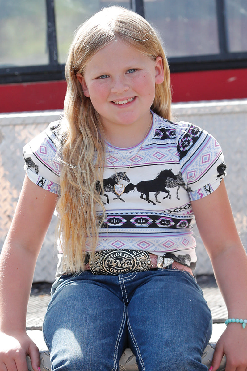 CRUEL GIRL SHORT SLEEVED SHIRT - HORSE PRINT