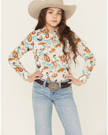 Cruel Girl Girls' Cowgirl Printed Long Sleeve Snap Western Shirt