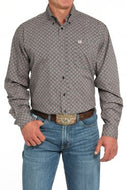 Men's Medallion Print Button-Down Western Shirt - Gray