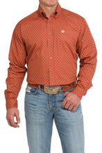 Load image into Gallery viewer, Men&#39;s Steer Print Button-Down Western Shirt - Orange
