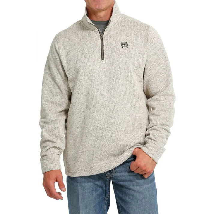MEN'S GREY 1/4 ZIP PULLOVER SWEATER