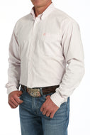 CINCH - Men's White/Pink Small Plaid Classic Fit Button-Down Western Shirt