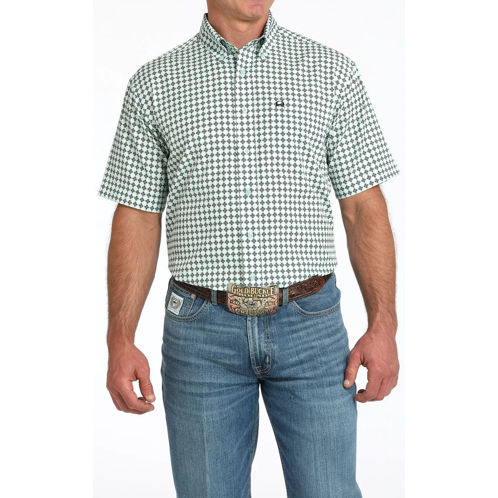 CINCH MEN'S ARENAFLEX LIGHT BLUE SHORT SLEEVE BUTTON DOWN SHIRT
