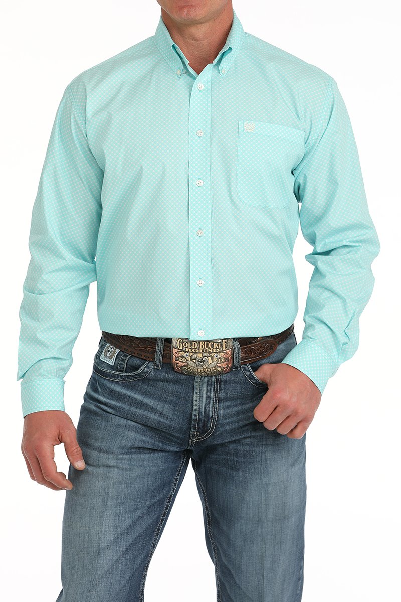 CINCH TURQUOISE GEOMETRIC PRINT - MENS SHIRT