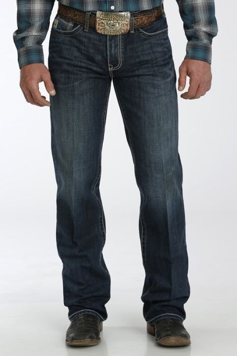 Cinch Men's Grant Dark Stonewash Relaxed Bootcut Stretch Performance Jeans