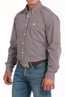 Men's Geometric Print Button-Down Western Shirt - Purple