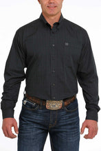 Load image into Gallery viewer, MEN&#39;S STRIPED PRINT BUTTON-DOWN WESTERN SHIRT - BLACK
