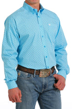 Load image into Gallery viewer, MEN&#39;S GEOMETRIC PRINT BUTTON-DOWN WESTERN SHIRT - TURQUOISE
