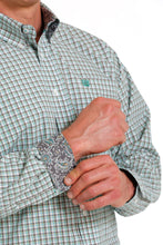 Load image into Gallery viewer, MEN&#39;S PLAID BUTTON-DOWN WESTERN SHIRT - WHITE / GRAY / GOLD
