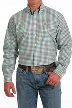 Load image into Gallery viewer, MEN&#39;S PLAID BUTTON-DOWN WESTERN SHIRT - WHITE / GRAY / GOLD
